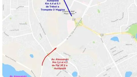 Trabajos en Av. Alessandri y Autopista a Thno