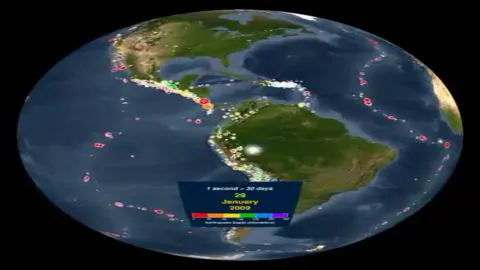 Espectacular animación, muestra los terremotos registrados los últimos 15 años en el mundo