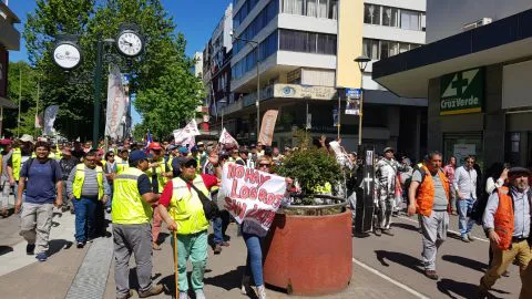 Miles de portuarios marcharon por Concepción