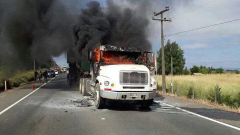 Camión se incendia en medio de la ruta Nacimiento-Los Ángeles