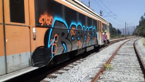 Desconocidos grafitearon un Biotrén