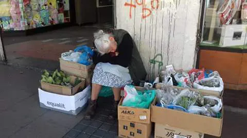 Conmovedoras fotos de abuelita vendiendo hierbas en Concepción se viralizan en redes sociales