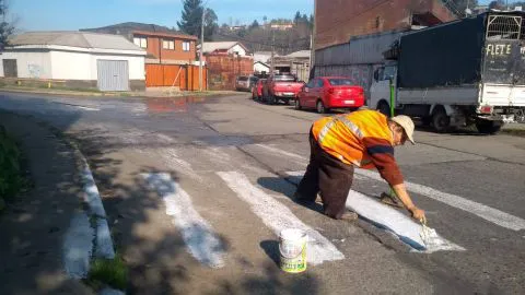 Adulto mayor pintó un paso de cebra en Lota y ahora se arriesga a una multa