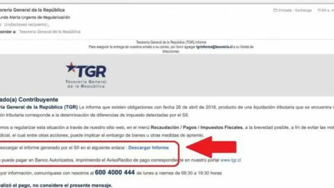 PDI y Tesorería General de la República advierten sobre falsos correos enviados a contribuyentes