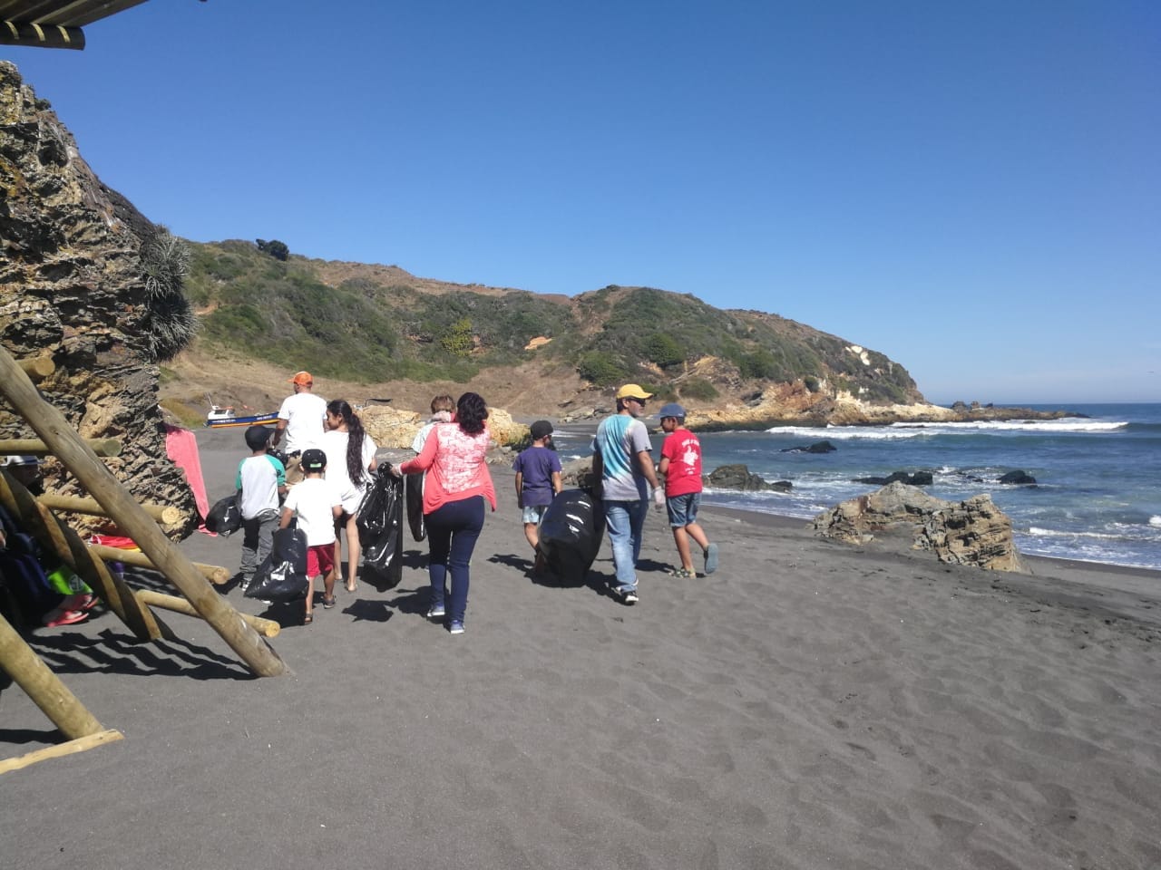 Vecinos y turistas limpiaron playa de Cobquecura