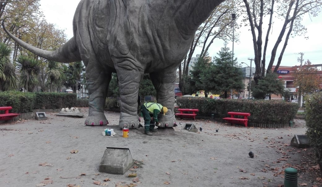 Limpian uñas del dinosaurio “coqueto” de Concepción