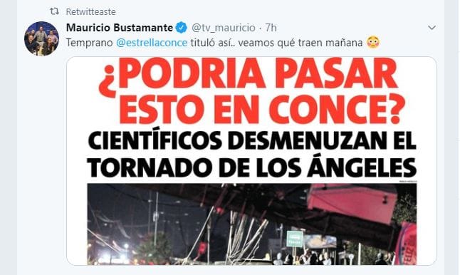 ¿Podría pasar en Conce?: impacto por premonitoria portada de diario antes del tornado