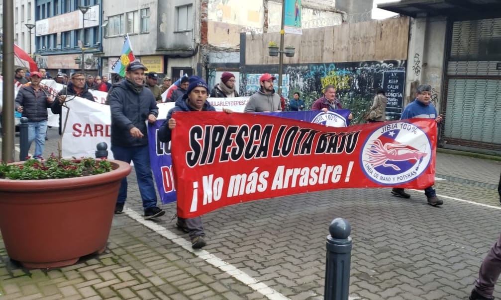 Pescadores artesanales en pie de guerra marchan en Concepción: Piden respeto a la “Ley de la jibia”