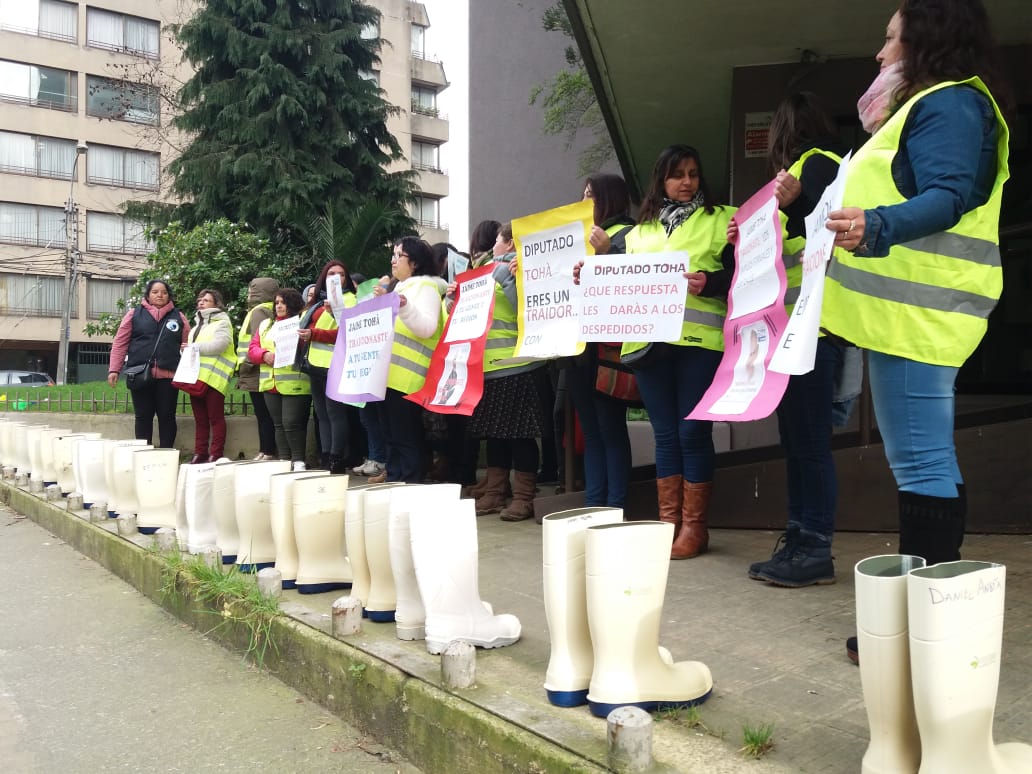 Ataúd, botas y aceite de jibia: Funan oficina del diputado Jaime Tohá en Concepción