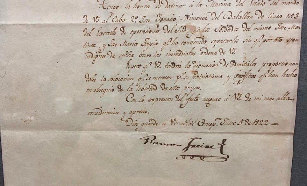 Encuentran en la UdeC cartas originales de José de San Martín y Ramón Freire que datan de 1800
