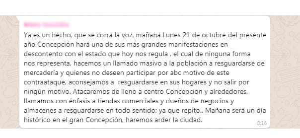 El viralizado mensaje de whatsapp que obliga a evaluar horario de toque de queda en Concepción