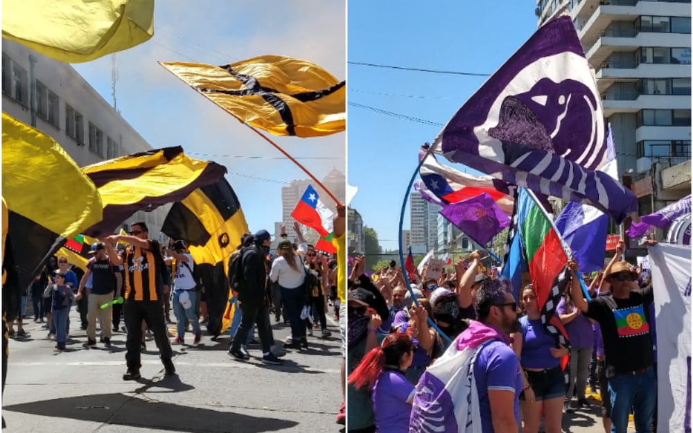 En un hecho inédito hinchas del Vial y el Conce marchan juntos en Concepción