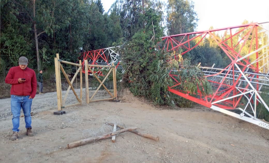 Desconocidos derriban antenas de telecomunicaciones en la provincia de Arauco