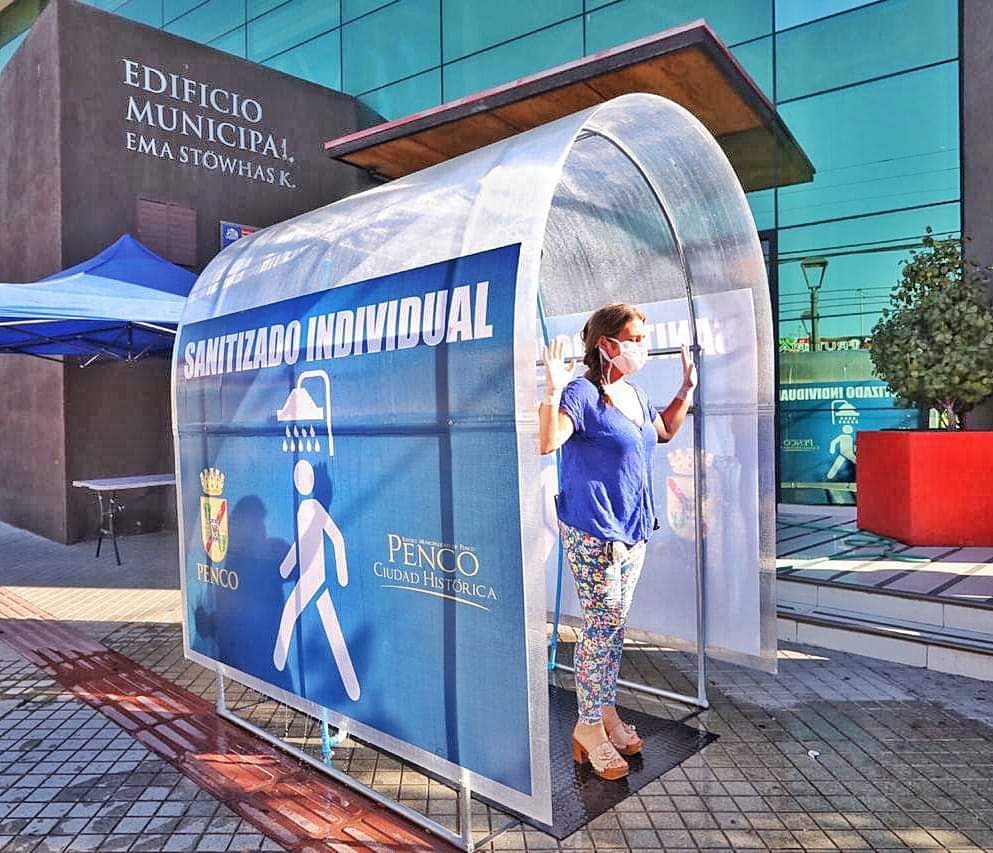 Túnel de sanitización individual: la insólita medida para combatir el coronavirus en Penco