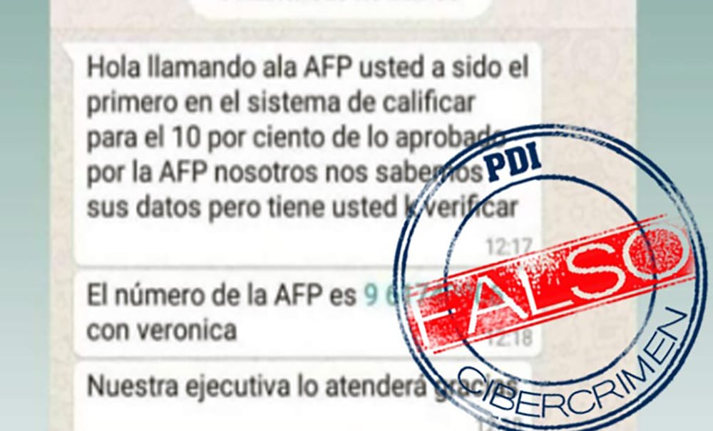 Alertan que circula estafa por Whatsapp por retiro del 10% de las AFP