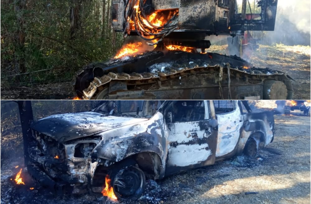 Actualización: 8 maquinarias, 3 camionetas, un minibus y una caseta fueron quemadas en Mulchén
