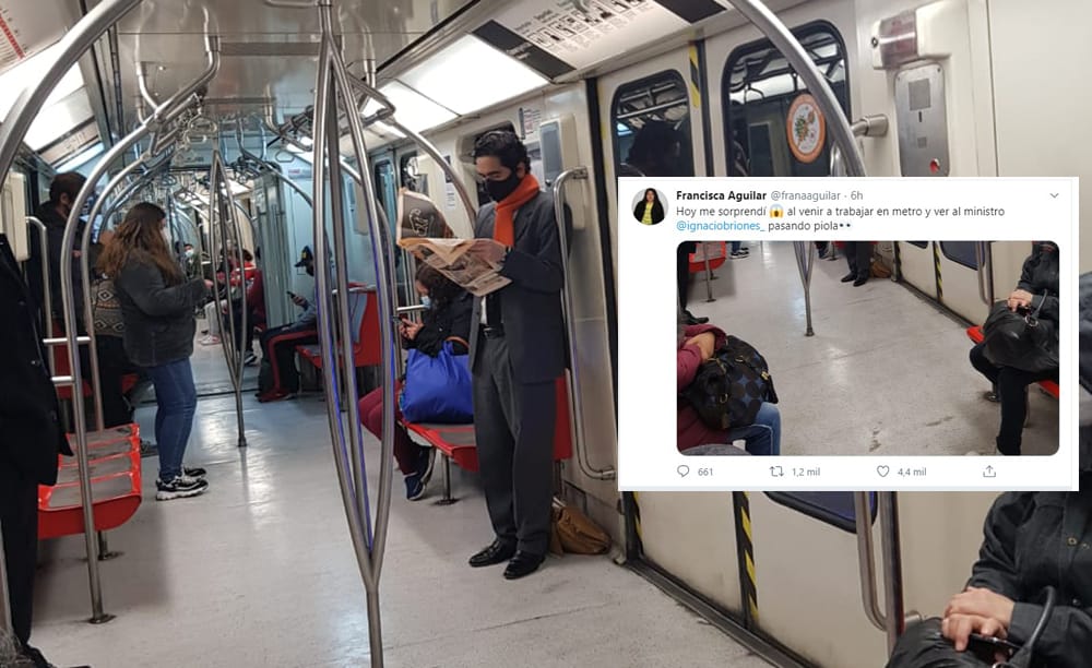 Acusan “tongo” tras foto de ministro Briones en Metro: “mujer que lo publicó es dirigenta de Evopoli”
