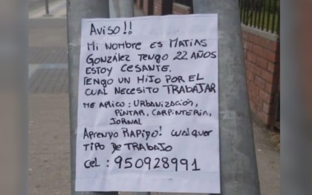 Joven de Concepción pegó cartel buscando trabajo: recibió centenar de llamados con múltiples ofertas