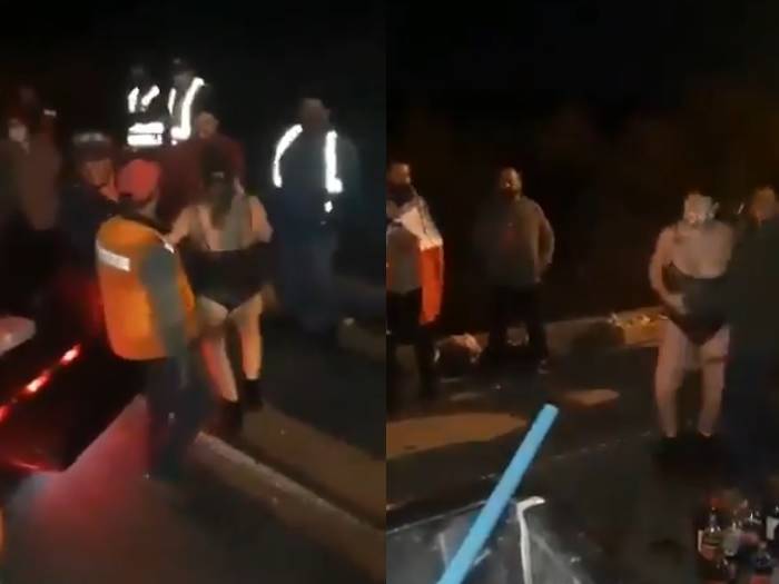 Fiesta de camioneros en paro desata polémica: Se les ve bebiendo y bailando con mujeres semidesnudas