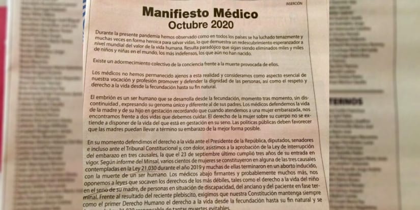 Doctores del Biobío firmaron polémico “Manifiesto Médico” que pide derogar aborto en tres causales