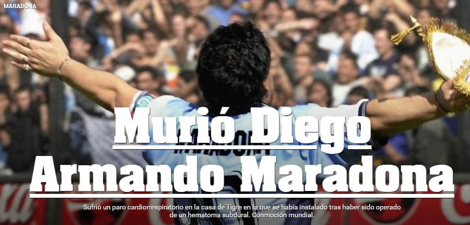 Conmoción total en Argentina: Las portadas de la prensa trasandina tras la muerte de Diego Maradona