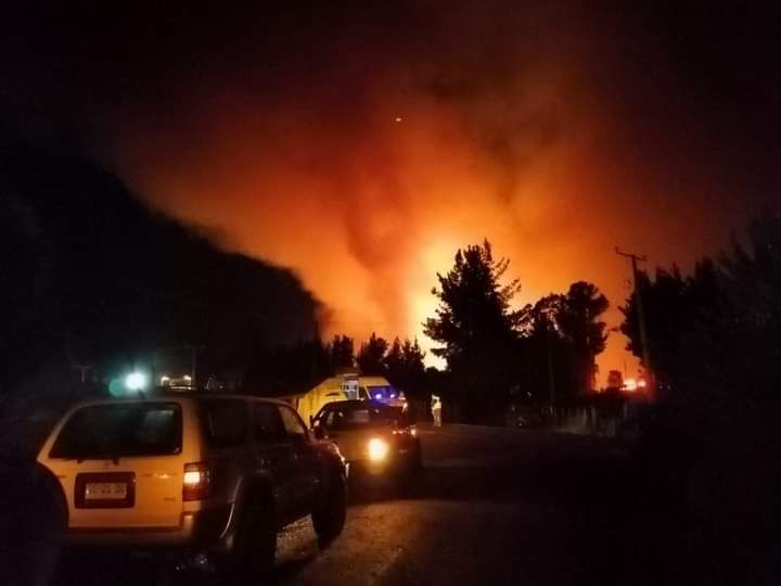 Declaran Alerta Roja para Nacimiento por incendio forestal que amenaza a viviendas