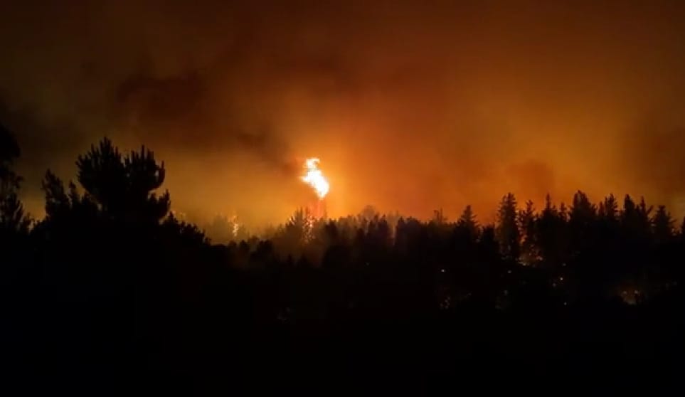 Amplían Alerta Roja para Santa Juana por gran incendio forestal que avanza hacia la comuna