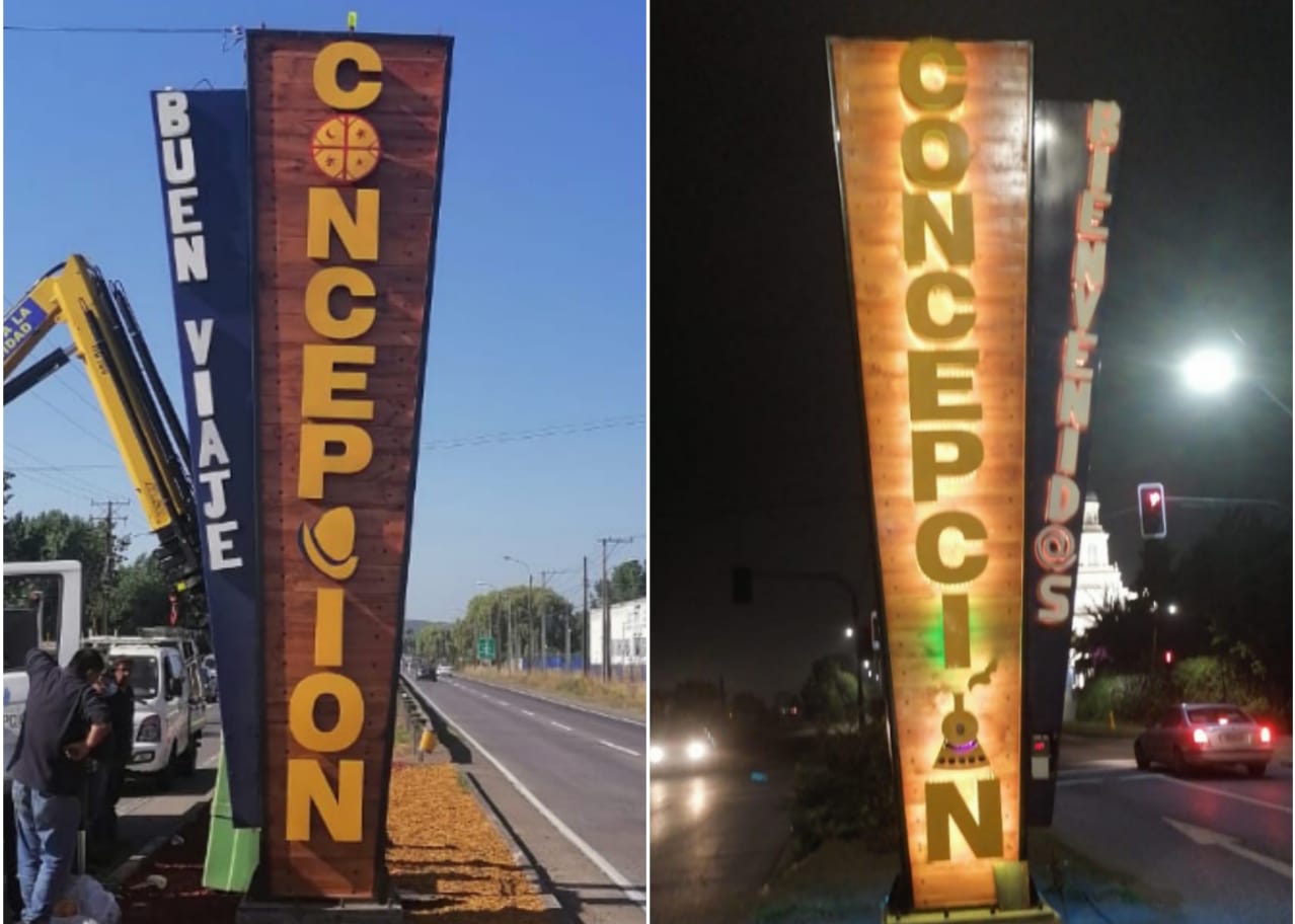 Consejero Regional destrozó nuevos tótems instalados en Concepción: Municipio detalló dónde se ubican