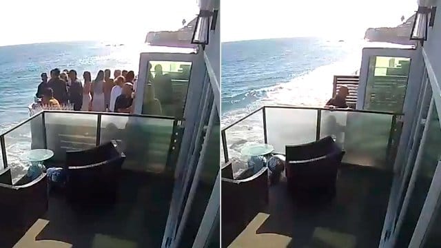 Cámara captó momento en que balcón colapsó en medio de una fiesta
