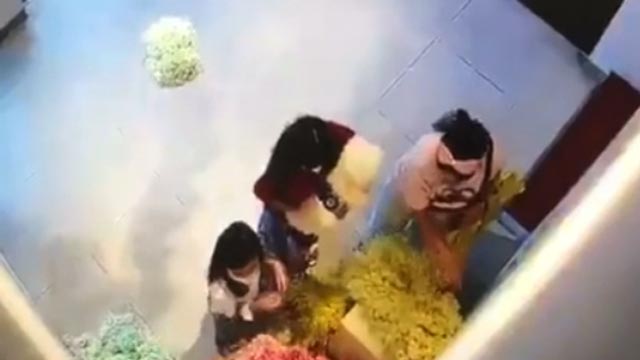 Cámara capta a mujer destruyendo instalación de arte para sacarle fotos a su perro