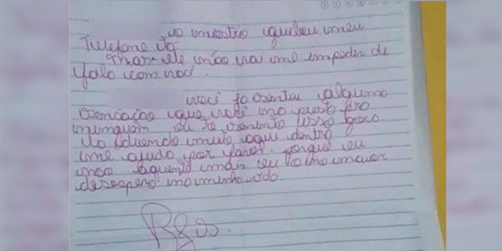 Niño pidió ayuda con una carta a vecinos tras ser víctima de maltratos de su padre