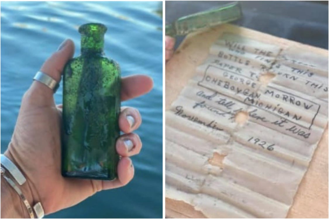 Mujer encontró botella con mensaje de hace más de 95 años: Cumplió el deseo del remitente