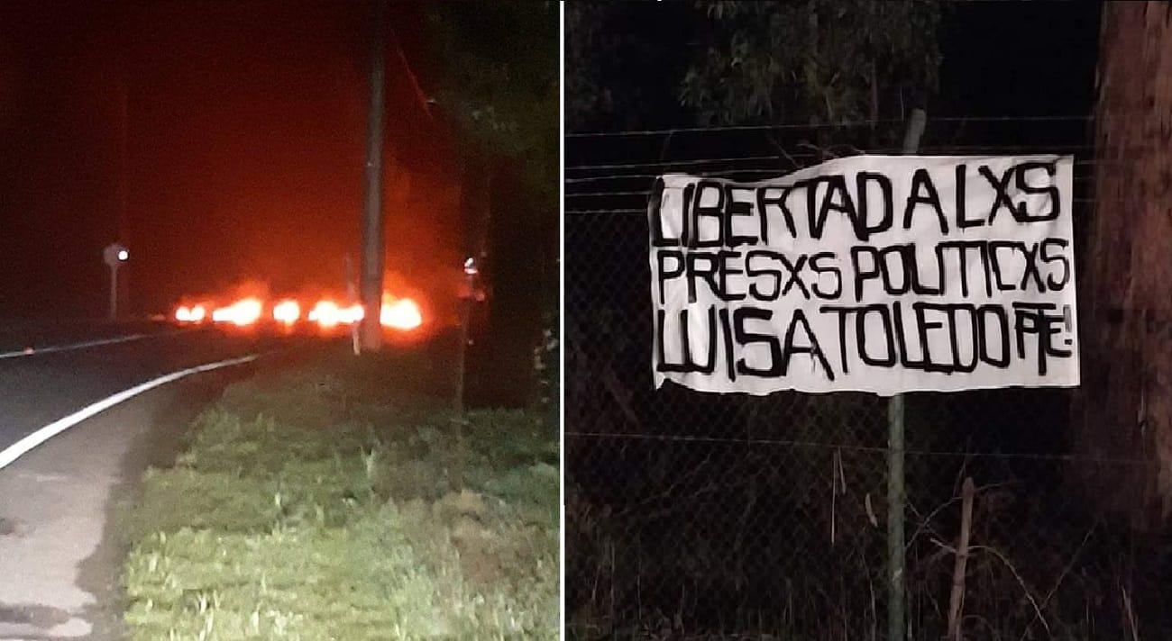 Desconocidos cortaron Ruta de la Madera: Dejaron panfletos alusivos a presos de la revuelta