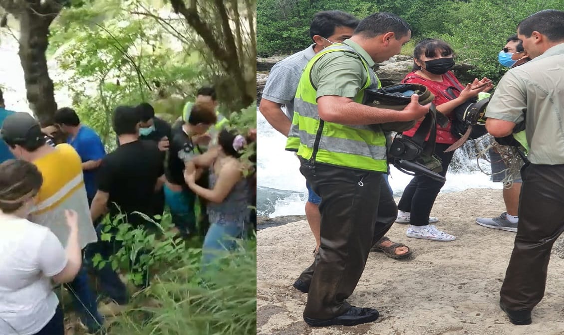 Menor es arrastrado tras bañarse en cascada del Salto del Laja: Carabineros lo salvaron en heroica acción