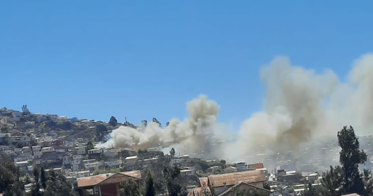 Logran controlar incendio en cerro de Valparaíso: Viento dificultó contención de las llamas
