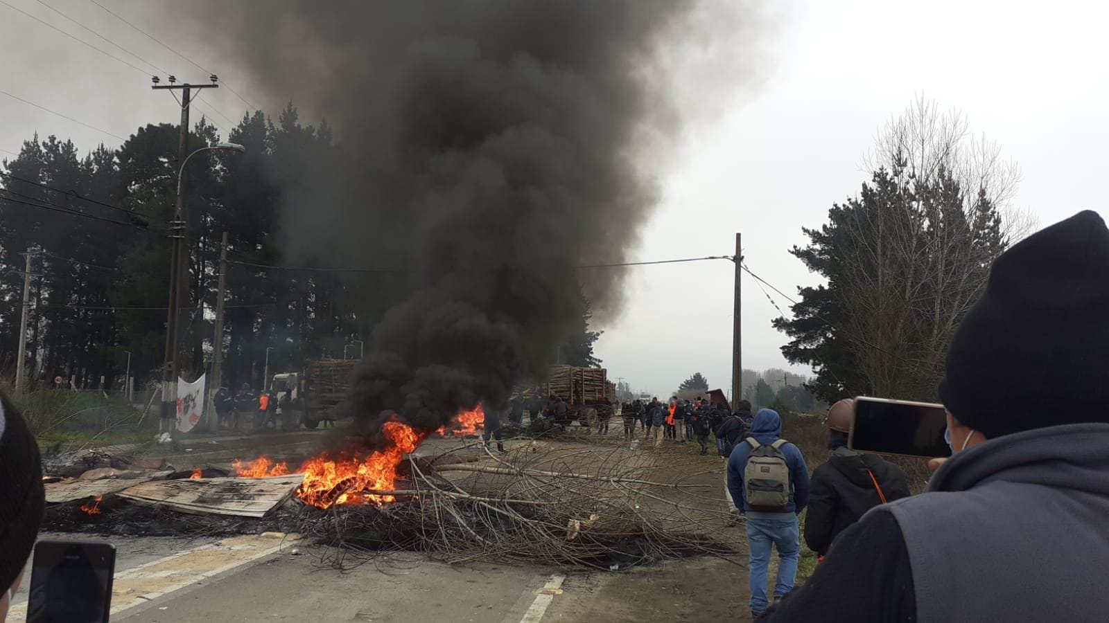 Camioneros forestales bloquean accesos a MAPA en rechazo a medidas adoptadas por la empresa