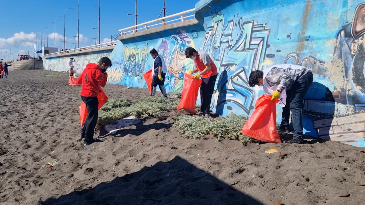 Jóvenes voluntarios participaron de limpieza de la playa Lenga en Hualpén