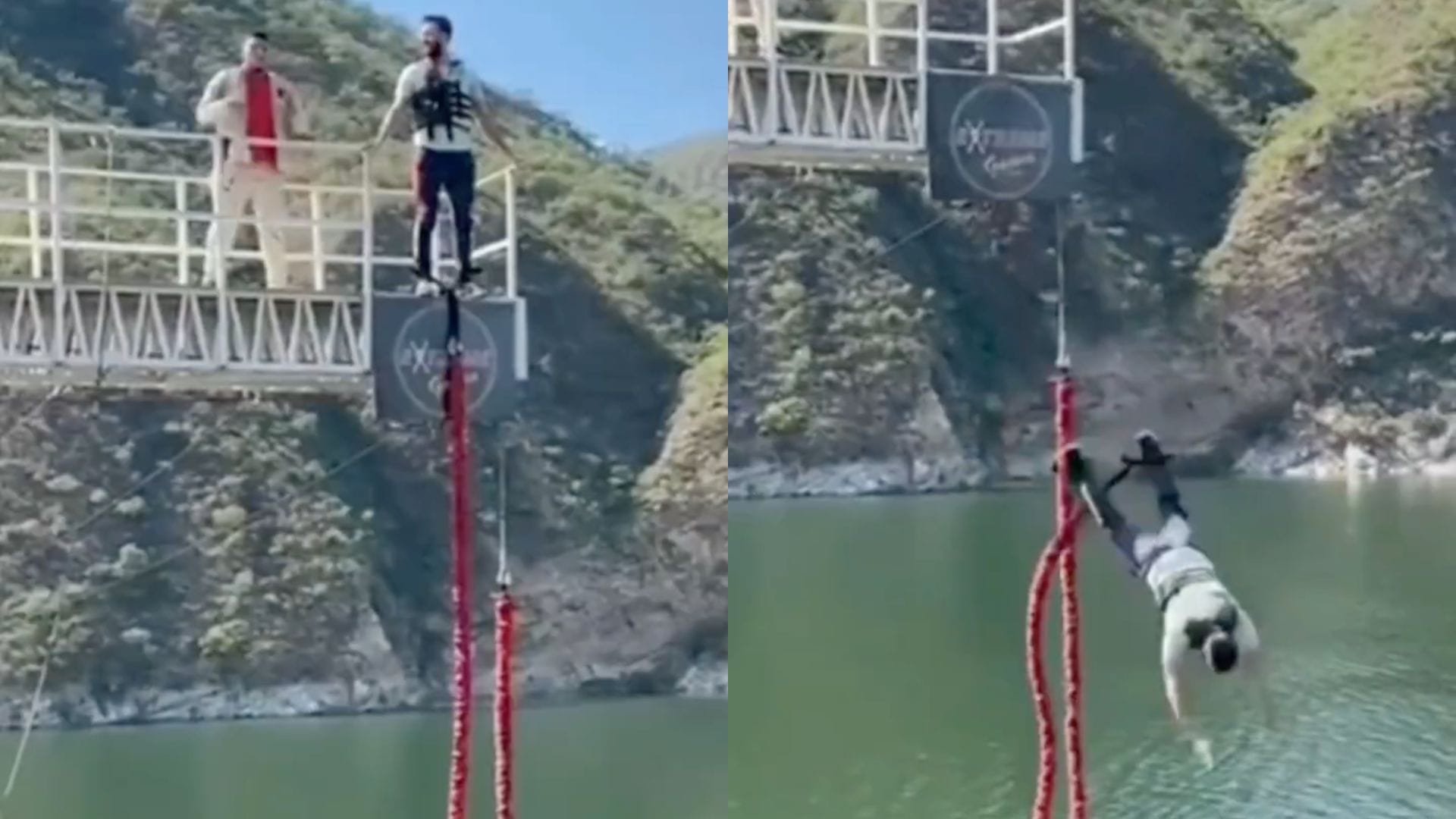 Se lanzó a 40 metros de altura y se le cortó la cuerda: Graban impactante accidente de joven que practicaba bungee jumping
