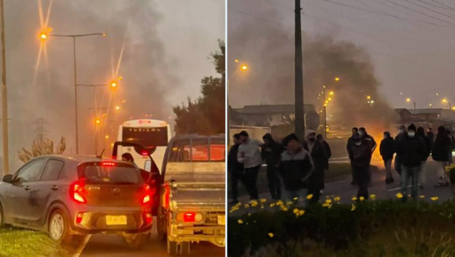 Con barricadas incendiarias bloquean avenida Costanera frente a Enap: Kilométrico taco