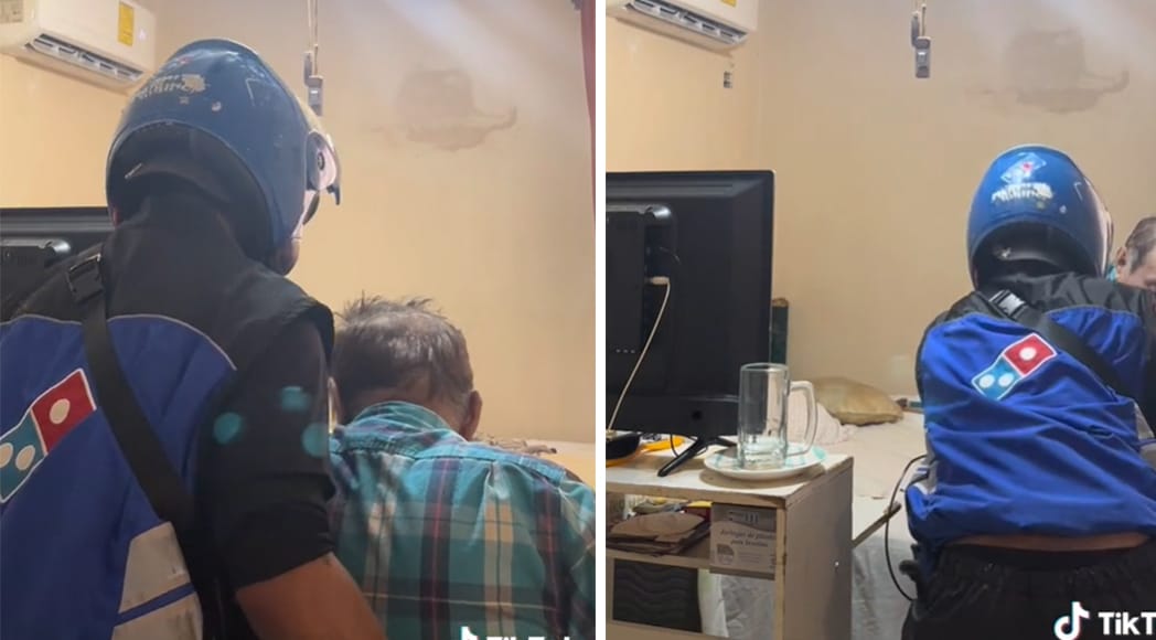 Adulto mayor pidió una pizza sólo para que un repartidor lo ayudara a subir a su cama