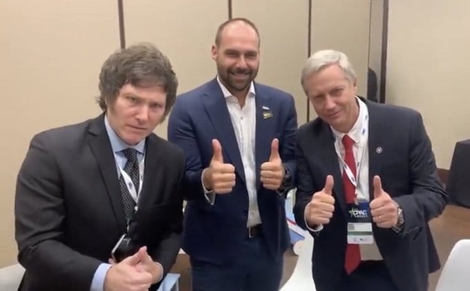 “¡Viva la libertad!”: José Antonio Kast celebró reunión con el hijo de Bolsonaro y Javier Milei
