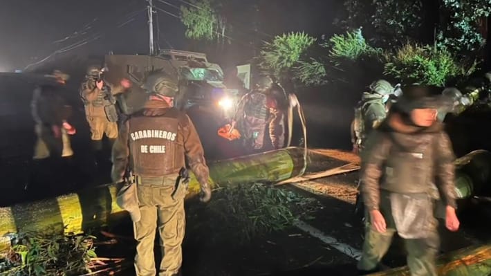 Reportan dos camionetas quemadas y cortes en Ruta 5 por derribamiento de árboles en La Araucanía