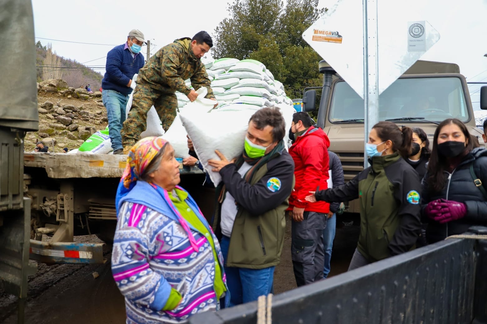 Entregan 2.600 sacos de alimento animal para agricultores de Alto Biobío y Antuco afectados por nevazones