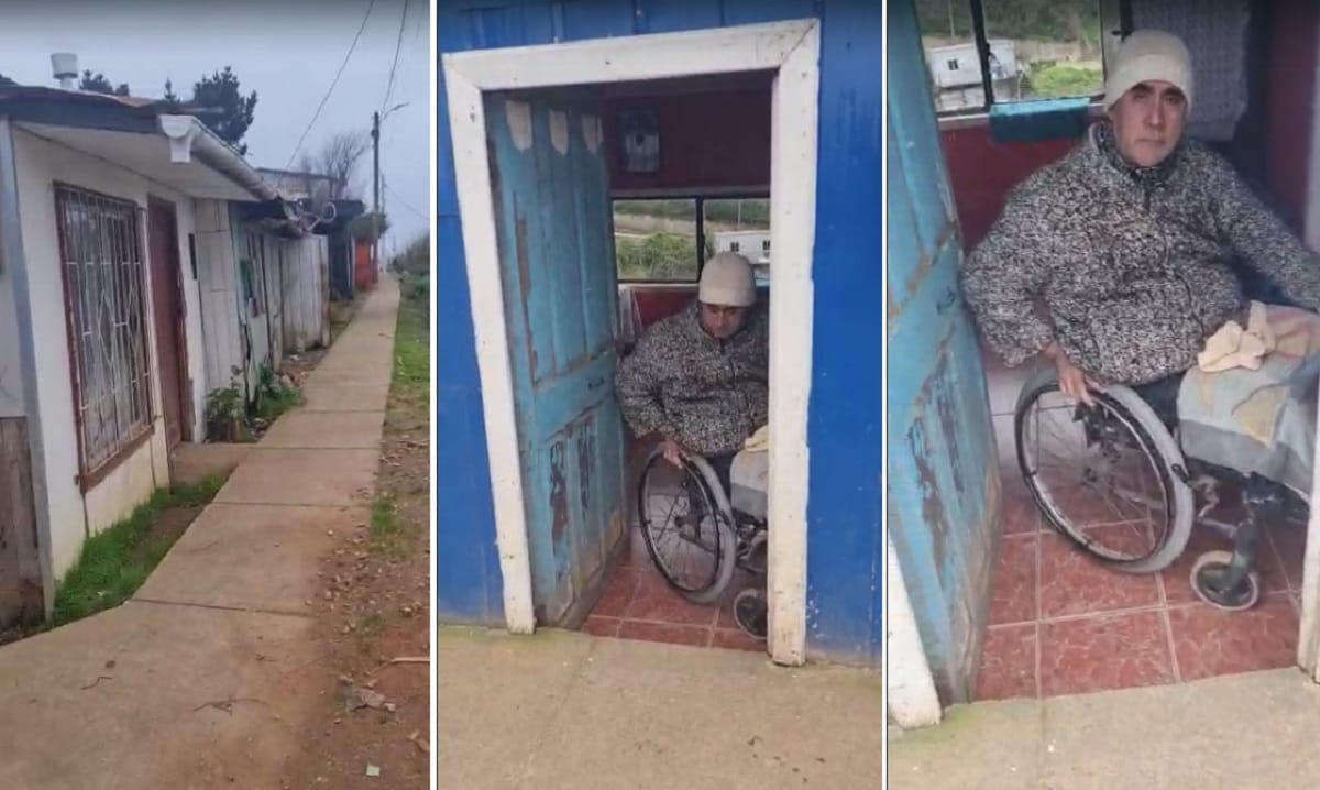 Talcahuano: Vecino en silla de ruedas denuncia que arreglo de vereda lo dejó encerrado en la casa