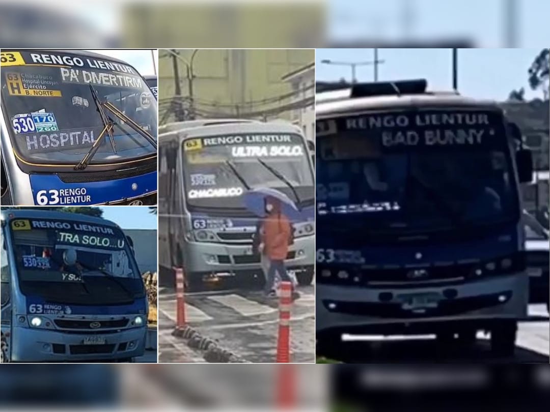 Furor por micros de Concepción que andan con letras de Ultra Solo y Bad Bunny en sus letreros