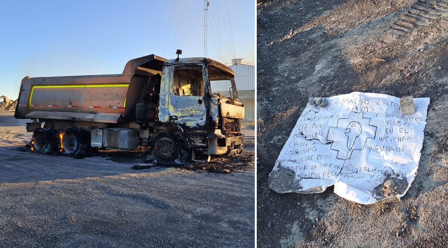 Ataque incendiario a planta de áridos en Provincia del Biobío: ORT de la CAM pide “libertad a Llaitul”