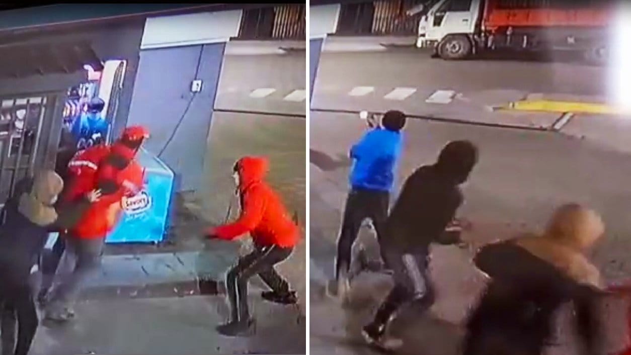 Cámara capta a delincuentes armados que dispararon a trabajador de bencinera en Lebu