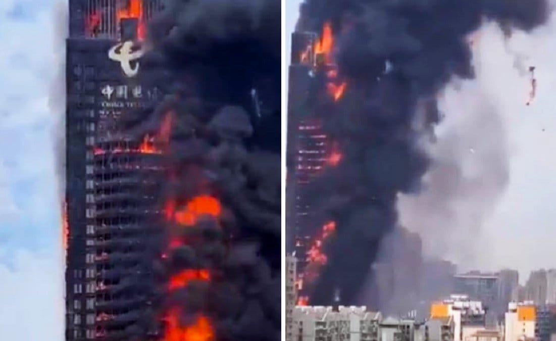 Incendio arrasó con rascacielos en China: Revelan impactantes registros del siniestro