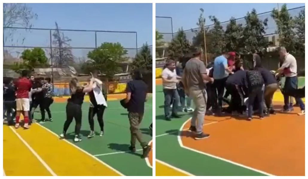 Captan brutal pelea entre apoderados de colegio de monjas: “¡¿Qué me vení a pegar, vieja con…?!”