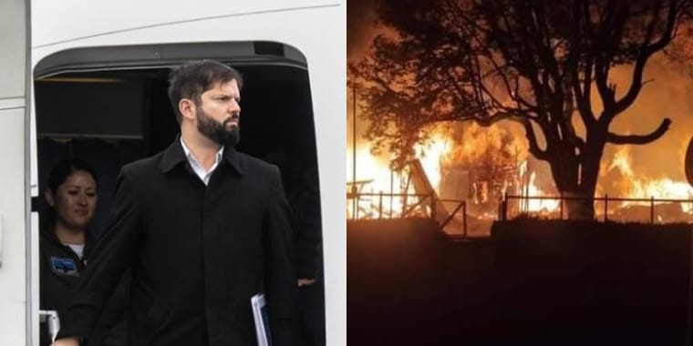 Presidente Gabriel Boric llega a La Araucanía en medio de bloqueos de ruta y ataque incendiario